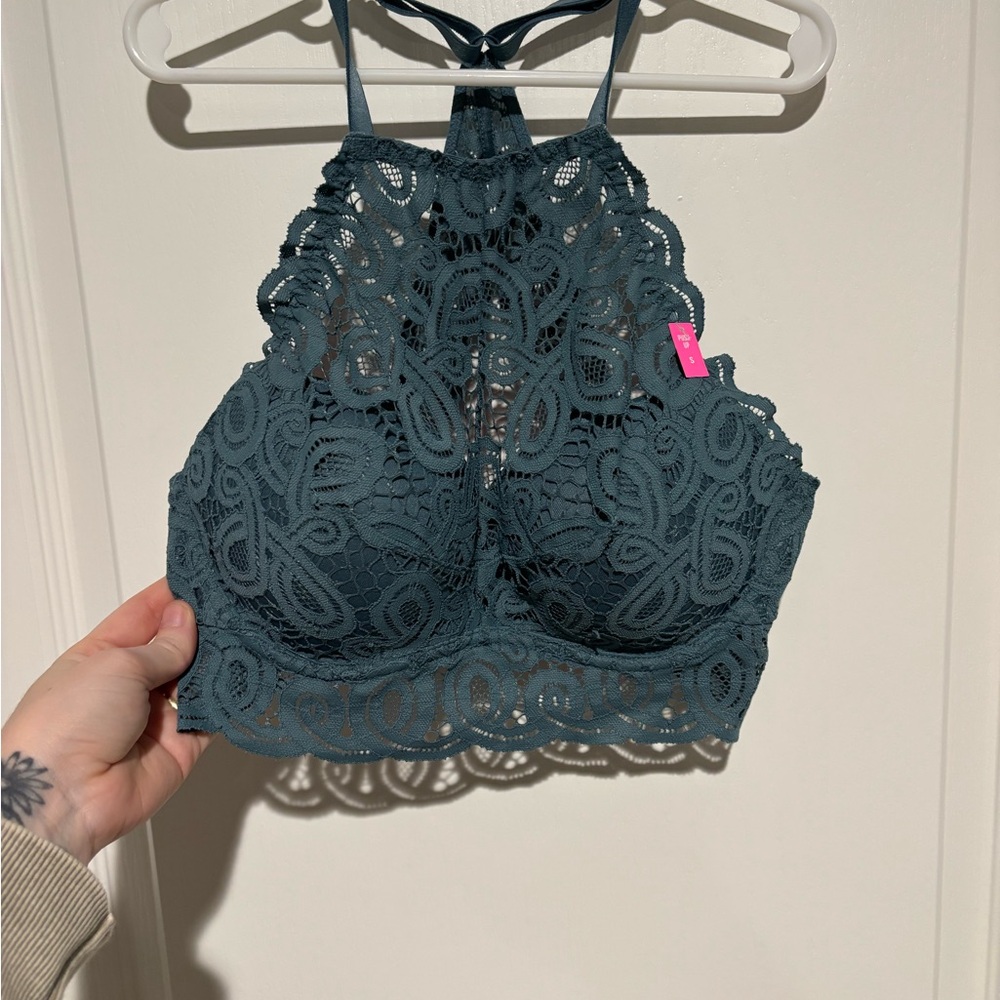 Lace Halter Bralette - Teal